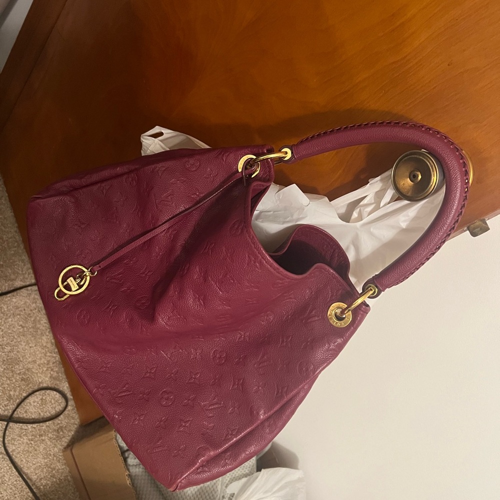 Louis Vuitton Red Hobo Bag with Gold Hardware